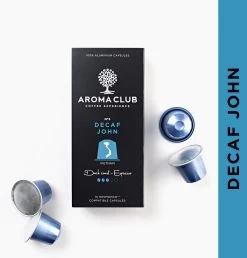 Aroma Club - Nespresso Compatible Capsules (120 St.) - No. 5 Decaf John - Intensiteit 3/5 - Decaf - 100% Aluminium Koffiecups -Koffiehuis 1149x1200