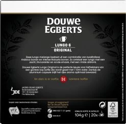 Douwe Egberts Lungo Original Koffiecups - Intensiteit 6/12 - 10 X 20 Capsules -Koffiehuis 1200x1184 1