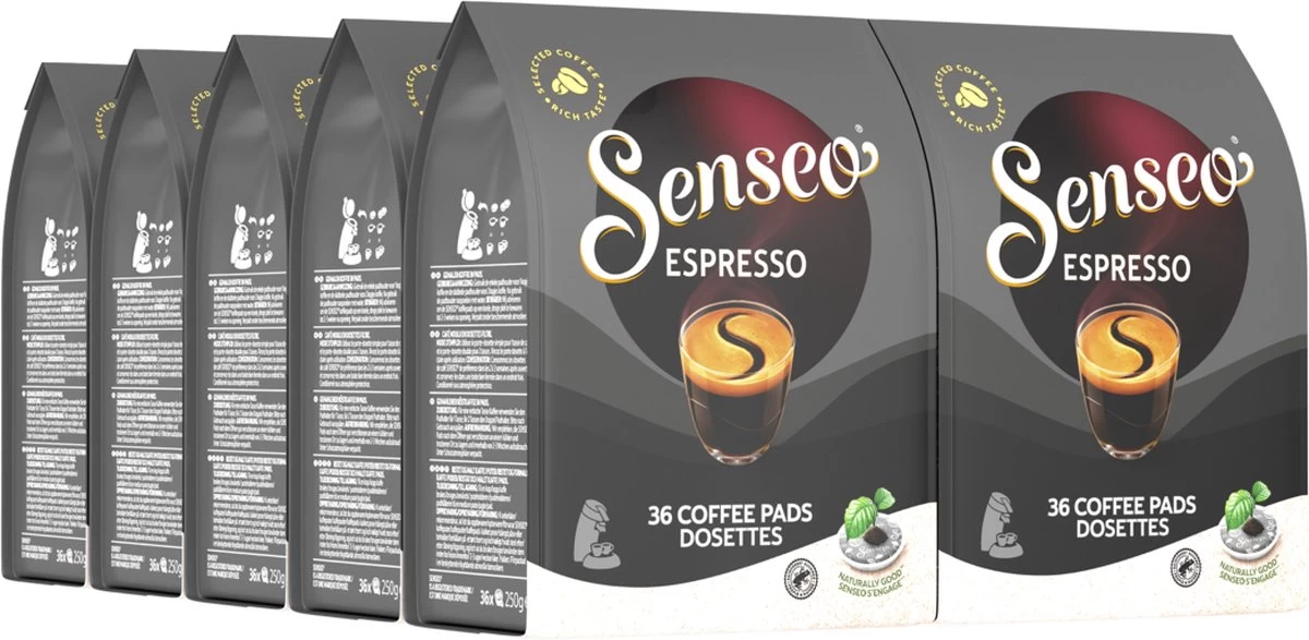 Senseo Espresso Koffiepads - 9/9 Intensiteit - 10 X 36 Pads 3 Senseo Espresso Koffiepads - 9/9 Intensiteit - 10 X 36 Pads