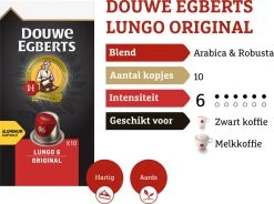 Douwe Egberts Lungo Original Koffiecups - Intensiteit 6/12 - 10 X 10 Capsules -Koffiehuis 1200x895