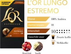 L'OR Lungo Estremo Koffiecups - Intensiteit 10/12 - 10 X 10 Capsules -Koffiehuis 1200x907