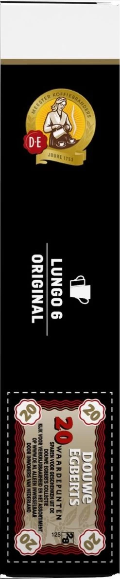 Douwe Egberts Lungo Original Koffiecups - Intensiteit 6/12 - 10 X 20 Capsules -Koffiehuis 249x1200