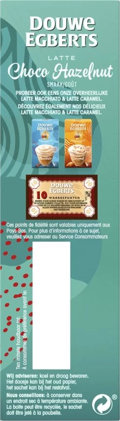 Douwe Egberts Latte Choco Hazelnut Oploskoffie - 5/9 Intensiteit - 5 X 8 Zakjes -Koffiehuis 343x1200 4