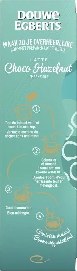Douwe Egberts Latte Choco Hazelnut Oploskoffie - 5/9 Intensiteit - 5 X 8 Zakjes -Koffiehuis 343x1200 5