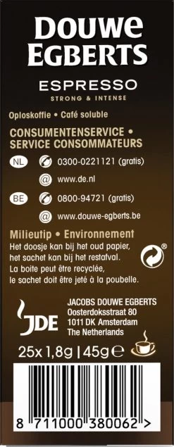 Douwe Egberts Espresso Sticks Oploskoffie - 6 X 25 Zakjes -Koffiehuis 467x1200