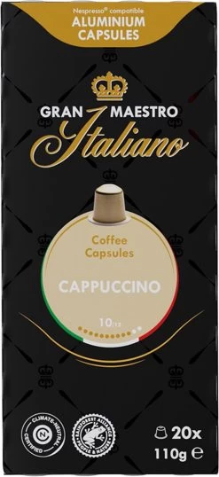 Gran Maestro Italiano - Cappuccino - Koffiecups - Nespresso Compatibel Capsules - Intense Smaak - 6 X 20 Cups -Koffiehuis 551x1200