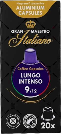 Gran Maestro Italiano - Lungo Intenso - Koffiecups - Nespresso Compatibel Capsules - Krachtige Smaak - 6 X 20 Cups -Koffiehuis 552x1200