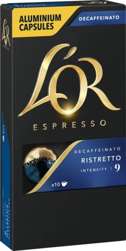 L'OR Espresso Ristretto Decaffeinato - Intensiteit 9/12 - 10 X 10 Capsules -Koffiehuis 603x1200