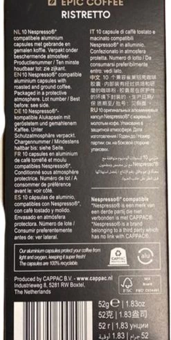 100 Capsules Epic Coffee - Ristretto - Nespresso® Compatible Aluminium Capsules - RFA Keurmerk - Doos 100 Stuks -Koffiehuis 606x1200 5