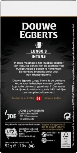Douwe Egberts Lungo Intens Koffiecups - Intensiteit 8/12 - 10 X 10 Capsules 14 Douwe Egberts Lungo Intens Koffiecups - Intensiteit 8/12 - 10 X 10 Capsules -Koffiehuis 607x1200