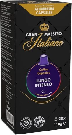 Gran Maestro Italiano - Lungo Intenso - Koffiecups - Nespresso Compatibel Capsules - Krachtige Smaak - 6 X 20 Cups -Koffiehuis 644x1200 1
