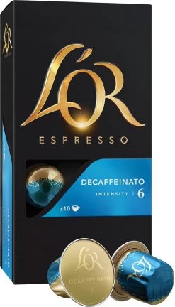 L'OR Espresso Decaffeinato Koffiecups - Intensiteit 6/12 - 10 X 10 Capsules -Koffiehuis 686x1200