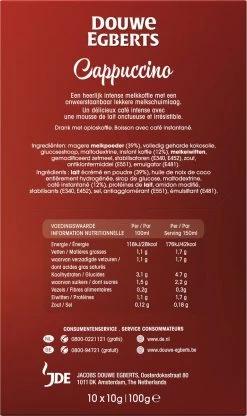 Douwe Egberts Verwenkoffie Cappuccino Oploskoffie - 5 X 10 Zakjes -Koffiehuis 713x1200 1