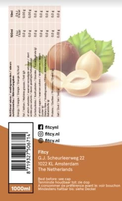Fitcy | Koffiesiroop | Hazelnoot | Barista Syrup | Zero | Vegan | Vetvrij | Suikervrij | Keto-vriendelijk | Koffie | Siroop | MET DOSEERPOMP | 1L -Koffiehuis 734x1200 4