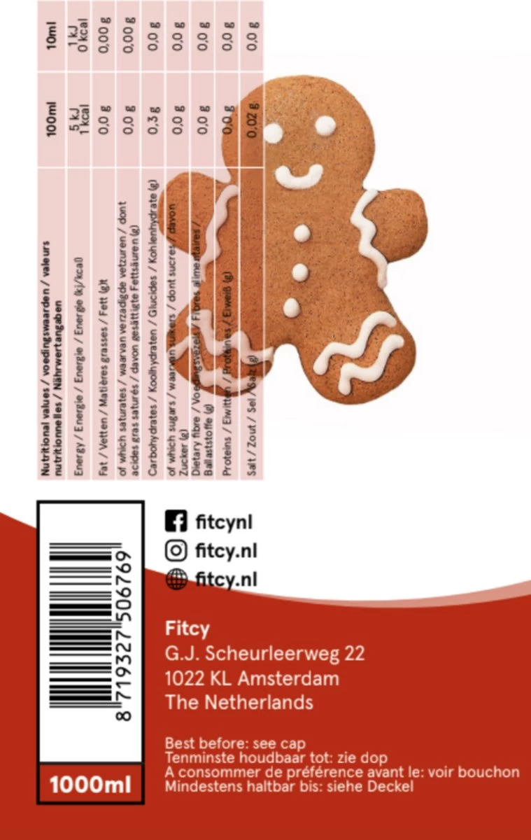 Fitcy | Koffiesiroop | Gingerbread | Barista Syrup | Zero | Vegan | Vetvrij | Suikervrij | Keto-vriendelijk | Koffie | Siroop | MET DOSEERPOMP | 1L 5 Fitcy | Koffiesiroop | Gingerbread | Barista Syrup | Zero | Vegan | Vetvrij | Suikervrij | Keto-vriendelijk | Koffie | Siroop | MET DOSEERPOMP | 1L - Afbeelding 3