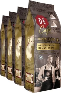 Douwe Egberts D.E Café Delicaat Rond Koffiebonen - Intensiteit 5/9 - 4 X 500 Gram