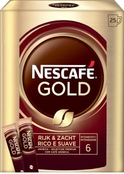 Nescafé Gold Oploskoffie - 6 Doosjes à 25 Zakjes -Koffiehuis 853x1200