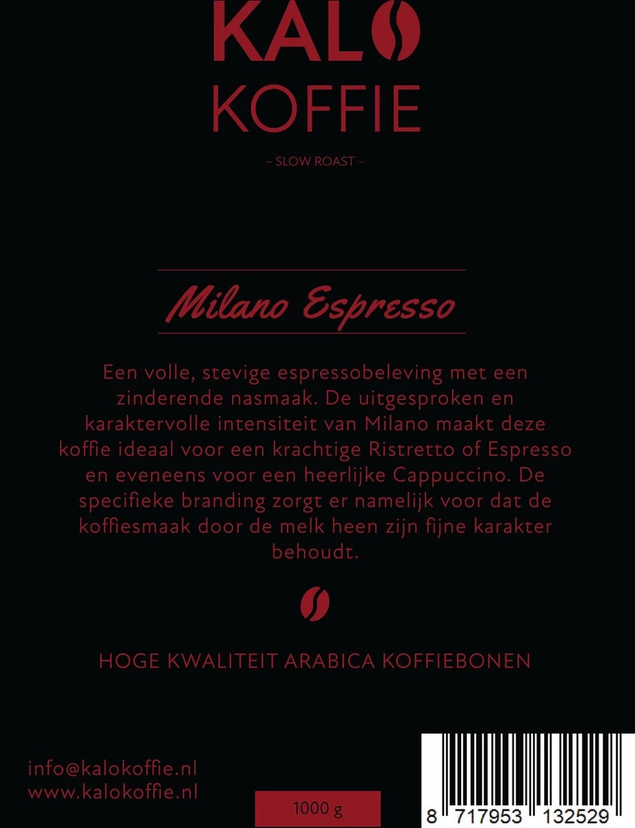 Kalo Koffie - 100% Arabica Koffiebonen - Milano Espresso - 1kg - Exclusieve Koffie 7 Kalo Koffie - 100% Arabica Koffiebonen - Milano Espresso - 1kg - Exclusieve Koffie - Afbeelding 5