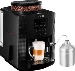 Krups Volautomatisch Koffiezetapparaat EA8160 Essential Espresso, Lcd-display, 3 Temperatuurstanden + 3 Maalgrofheden, Watertankcapaciteit: 1,7 Liter, Inclusief Auto Cappuccino XS6000 Set